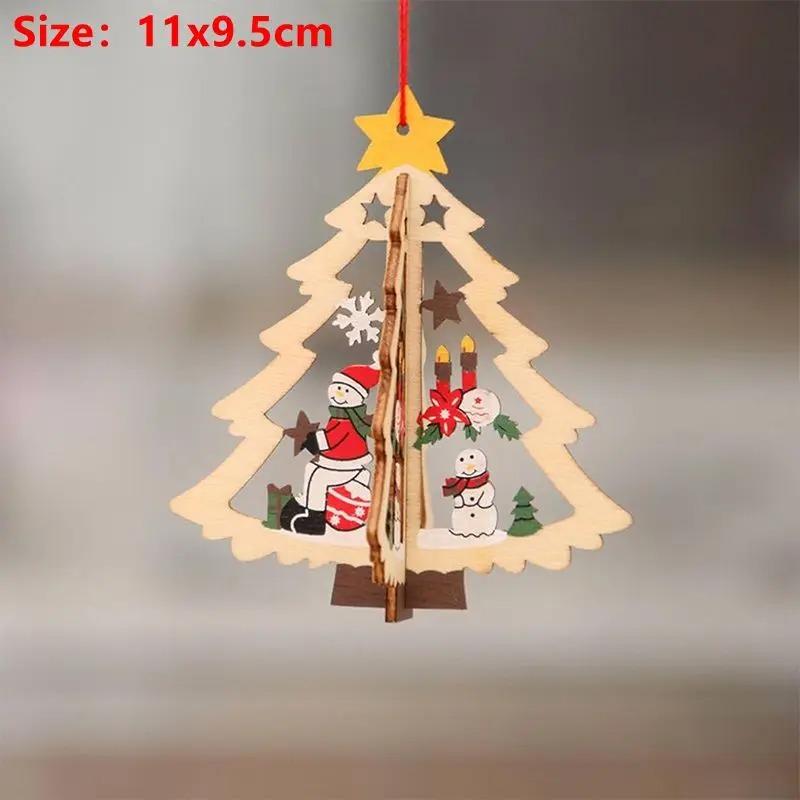 

10CM 3D Wooden Five-Pointed Star Bell Pendant Christmas Tree Hanging Decoration for Home Decor Party Happy New Year 2025 Navidad 1Pcs