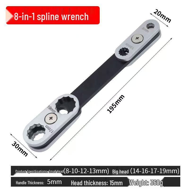 

Adjustable 360° Rotating Double-Ended Eight-in-One Auto Repair Torx Wrench