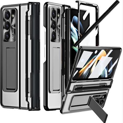 Pen Slot Case Tempered Glass Stand Hinge Protective Film Cover for Samsung Galaxy Z Fold 6 Metal Stand Holder Telescopic Pen Shockproof