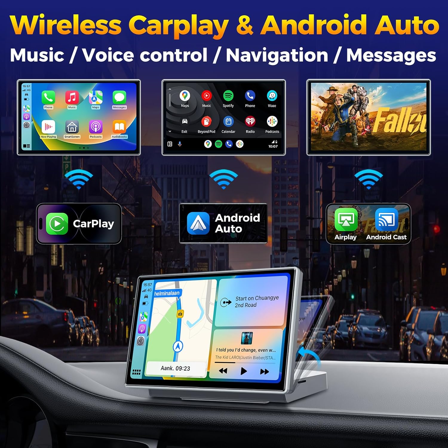 

7-дюймовый беспроводной сенсорный экран CarPlay Android Auto с голосовым управлением, GPS, AirPlay, подходит для всех автомобилей United States