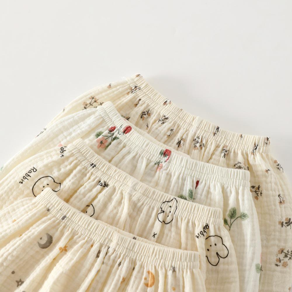 Summer Thin Pure Cotton Anti-Mosquito Gauze Pants for Children: Crotch-Opening, A-Class, Loose Wide-Leg Design for Outdoor and Casual Home Wear