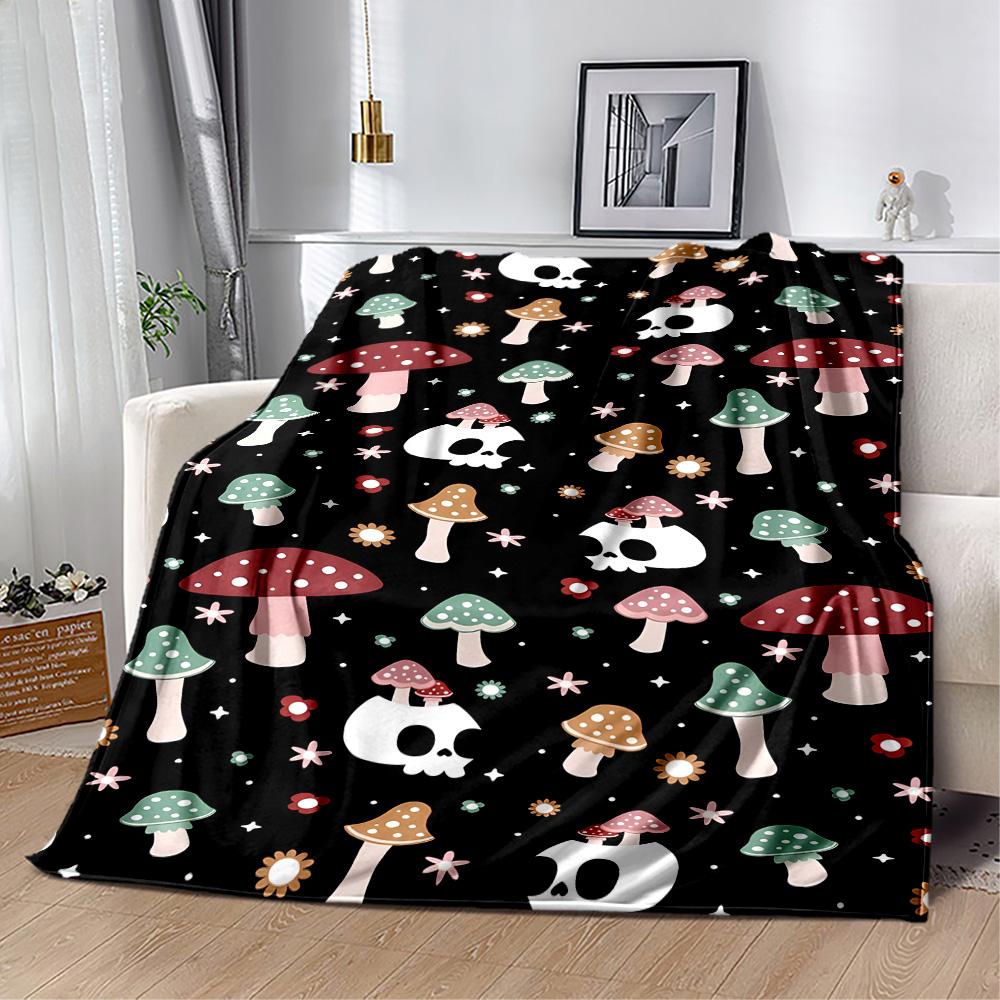 1pc Psychedelic Mushroom Garden blanket Soft and Warm for Sofa Office Camping Travel Livingroom Great Gift for Friends and Family Comfortable