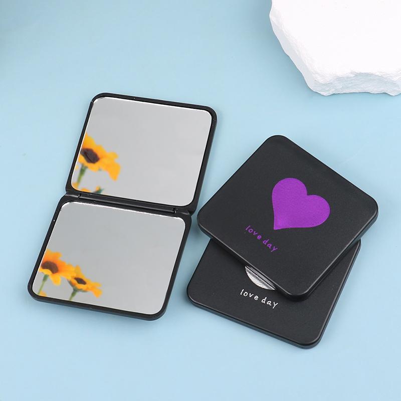 1ks přenosná ruční mini make-up zrcátka Oboustranné kompaktní zrcadlo skládací