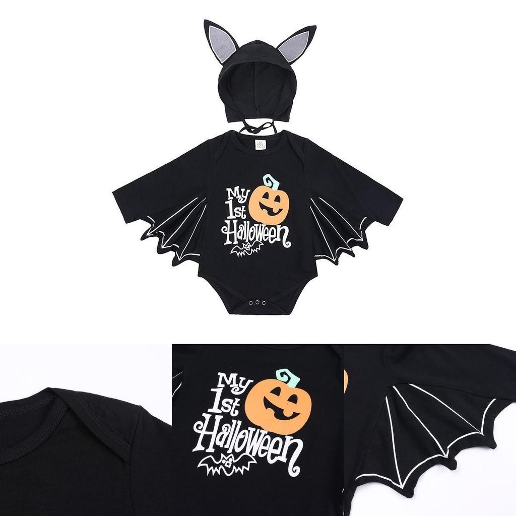 Stylish Toddler Baby Boys Girls Halloween Bat Costume Romper Hat Set For Special Occasions