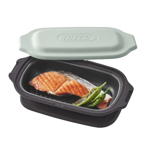 Toffy Microwave Grill Dish K-MW6 - Simply place in the microwave for time-saving cooking. 5-in-1 unit for browning, reheating, baking, frying, steamin