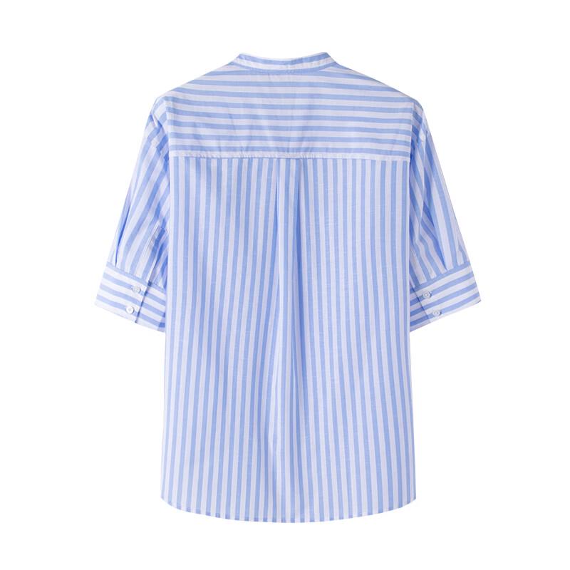 Navigare Women's Striped Loose Short Sleeve Cotton Shirt