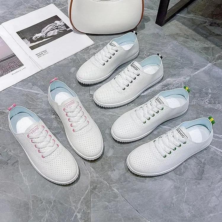 Women's Vulcanized Shoes Breathable Comfortable Hole Outdoor Sports Shoes Summer Running Shoes Fashion Board Shoes Thick Sole