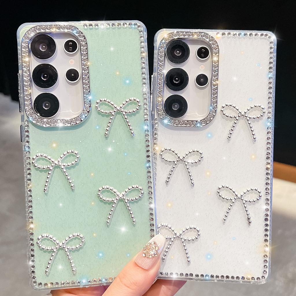 Für Samsung Galaxy S25 Ultra Hülle Strass-Rand Schmetterlings-Schleifen-Dekor TPU + PC IMD Handyhülle
