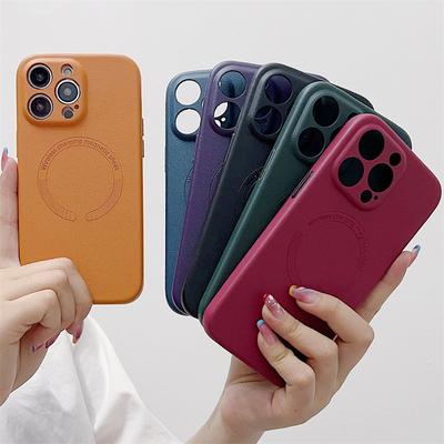 Precision Hole Camera Protection Wireless Charge For Magsafe Leather Case For iPhone 15 14 13 12 Pro Max Plus Magnetic Shockproof Bumper Cases Cover