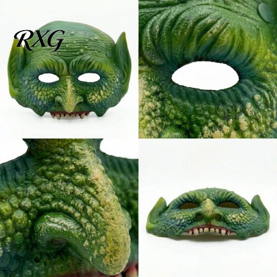 Masque Cosplay Dinosaure Confortable Masque Lézard Vert Halloween, Masque Demi-Visage Texturé Réaliste, Mousse PU Animal Non Suffocant Accessoire de Costume, pour