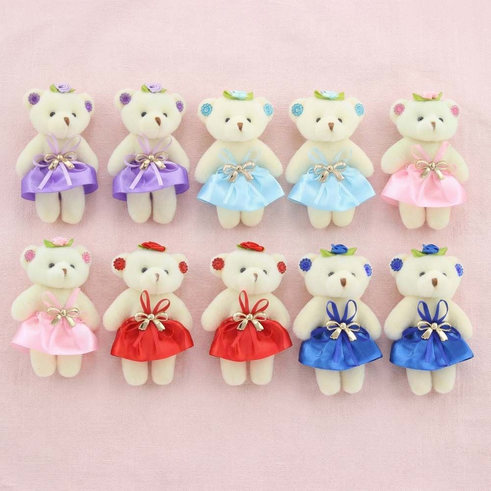 10pcs/set Plush Animal Mini Bear Flower Bouquet Plush Doll Cartoon Cartoon Bouquet Doll 12cm DIY Bear Plush Toys