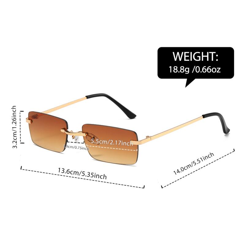 1PC, Rectangular Rimless Glasses, Small Frame Exquisite Style, Retro Elegant Glasses, Suitable for Men and Women