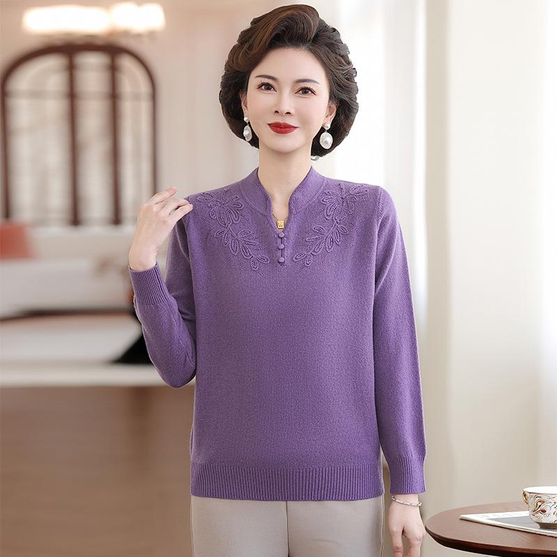 2026 Red Wool Sweater for Middle-aged Moms - Dragon Year Collection