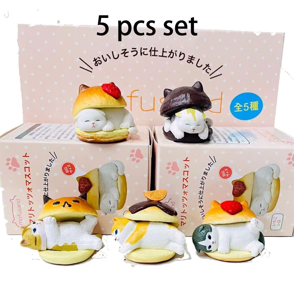 Mofusand Cat Hamburger Blind Box Car Dashboard Decor Home Desktop Ornament Kawaii Animal Collectible Figure Toy for Kids Gifts