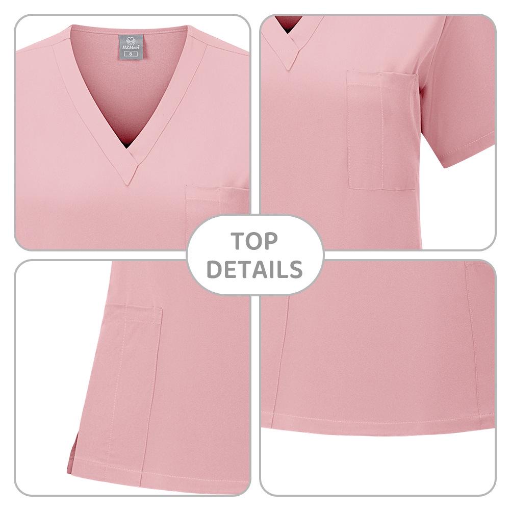 Dámská strečová scrubová souprava - Krátký rukáv Oblečení pro kosmetický salon a operační sál