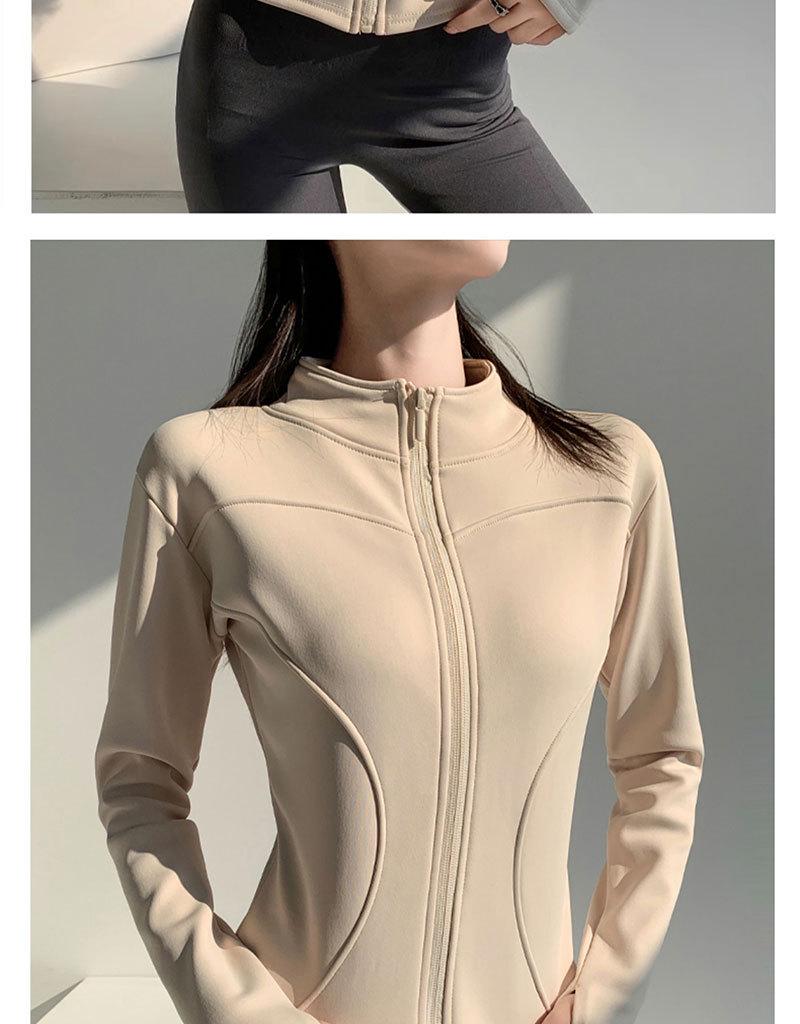 Women's Autumn/Winter Fleece Yoga Jacket - Zipper, Long Sleeve, Slim Fit for Running, Cycling, Fitness