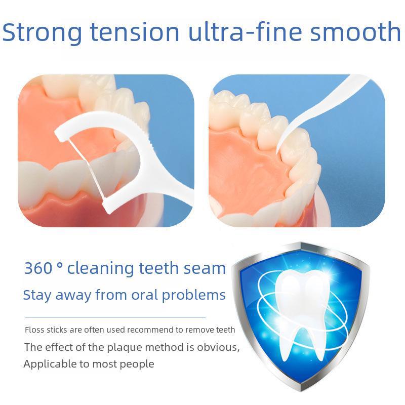 Compact Bamboo Dental Floss Sticks: 50-Pack, Individually Wrapped and Portable for Family Use