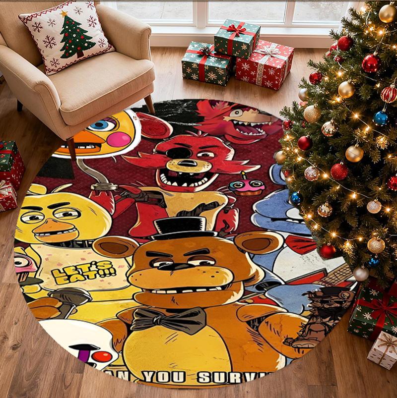 Five Nights at Freddy's Pattern Round Rug, Indoor/Outdoor Mat, for Picnic, Gameroom, Bedroom, Office, Living Room, Home Decor Carpet, Birthday Gift
