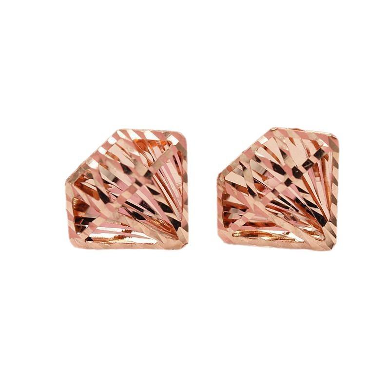Purple Gold Laser Hollow Diamond Type Shiny Stud Earrings Rose Gold Colored Gold Earrings