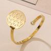 Dawapara Flower of Life Cutout Women Adjustable Ring Mandala Sacred Geometry Yoga Kabbalah Jewelry Stainless Steel