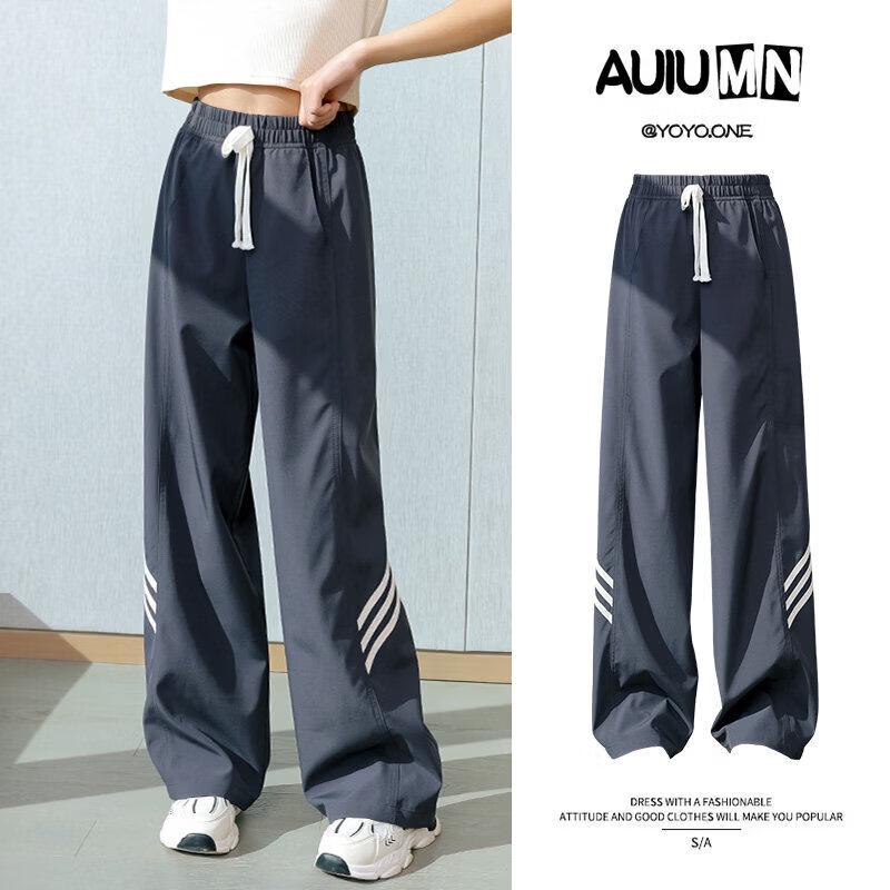 Moonkids Girls  Quick-Dry Ice Silk Wide-Leg Sports Pants 140cm