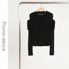 Women's Ruffle Trim Off-Shoulder Knit Pullover