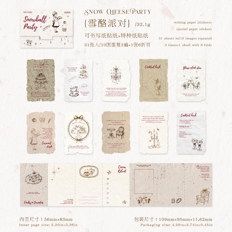 30 Pcs of retro background material decoration stickers DIY scrapbook writing paper diary stationery magazine diary decoration