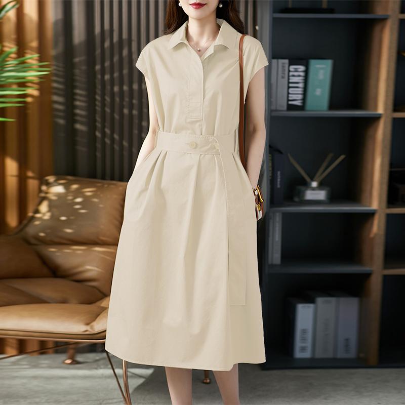 ZANZEA Women Turn Down Collar Summer Casual Short Sleeve Dress