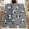 Grey Background Cute Cartoon Panda Blanket Black White Bear Animal Print Soft Cozy Blanket Sofa Bed All Season Use Blanket