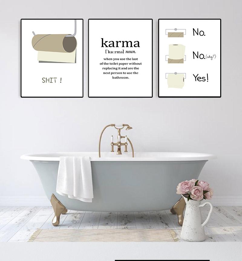 Toilet Paper Funny Shit Quote Karma Nordic Wall Art Canvas Painting Posters And Prints Wall Pictures For Bathroom Washroom Decor
