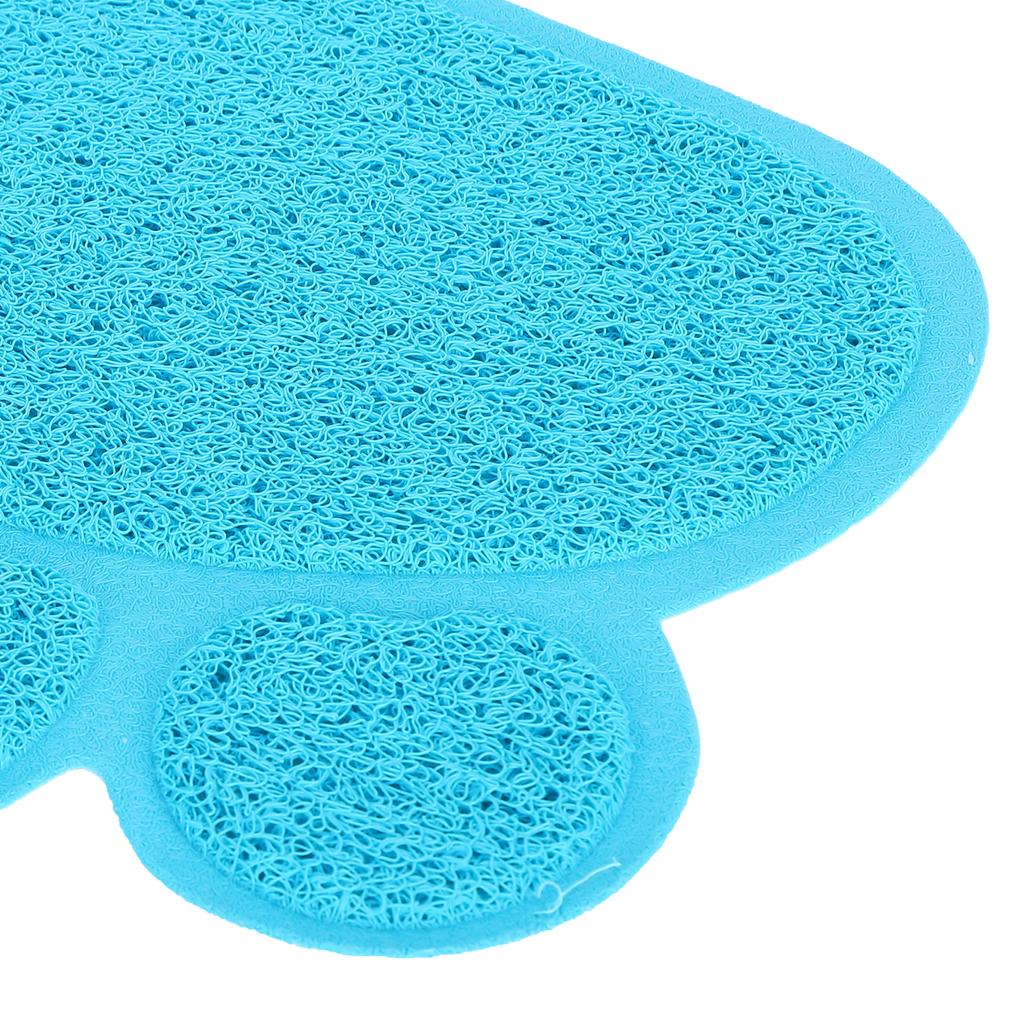 PVC Cat Dog Litter Mat Waterproof AntiSlip   Shape Feeding Bowl Placemat Pet Supplies(  Blue   Shape)