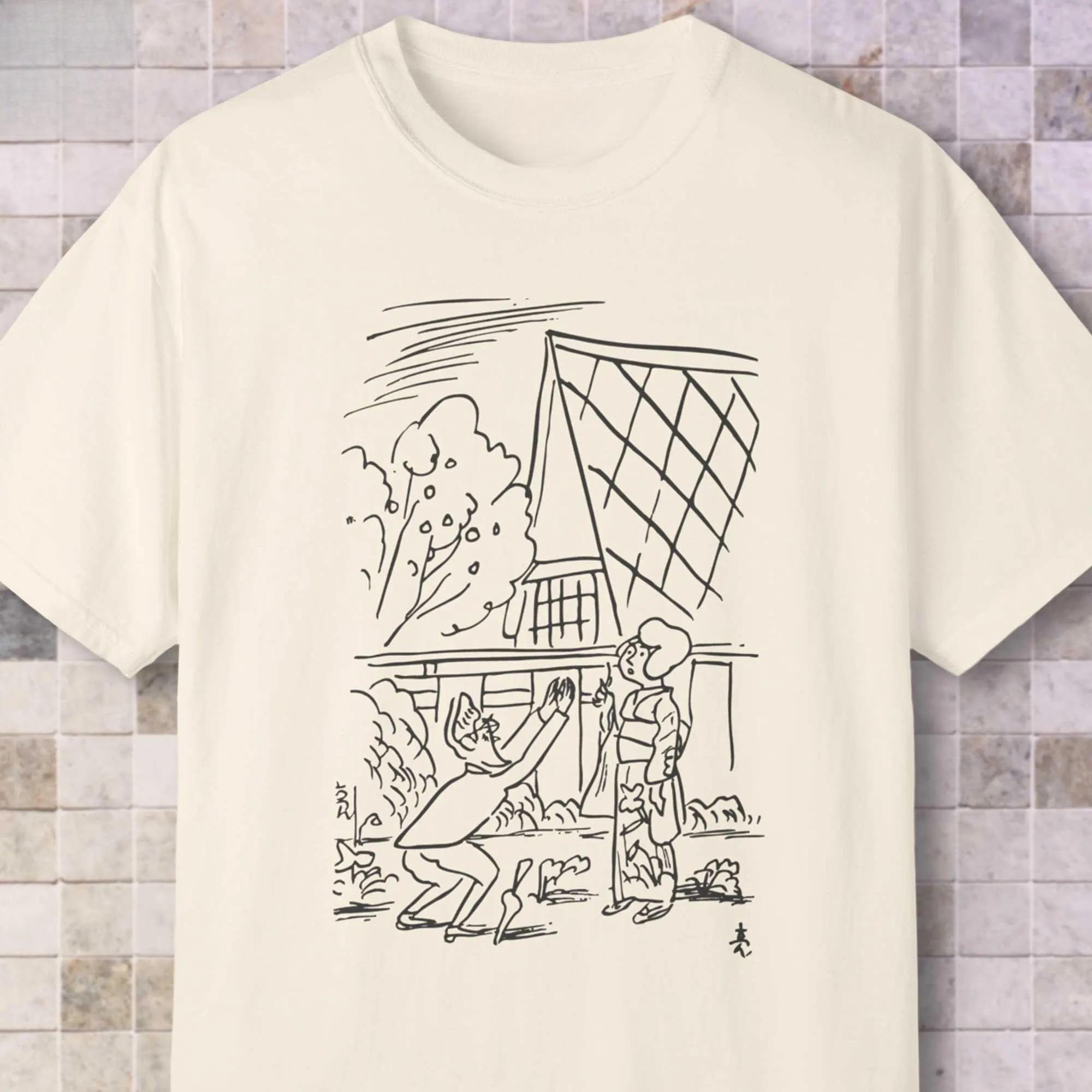 

Retro Japanese Line Art Unisex T-shirt Vintage Manga Artist Inspired Tee Traditional Japanese Illustration Shirt Elegant Shirt 5XL