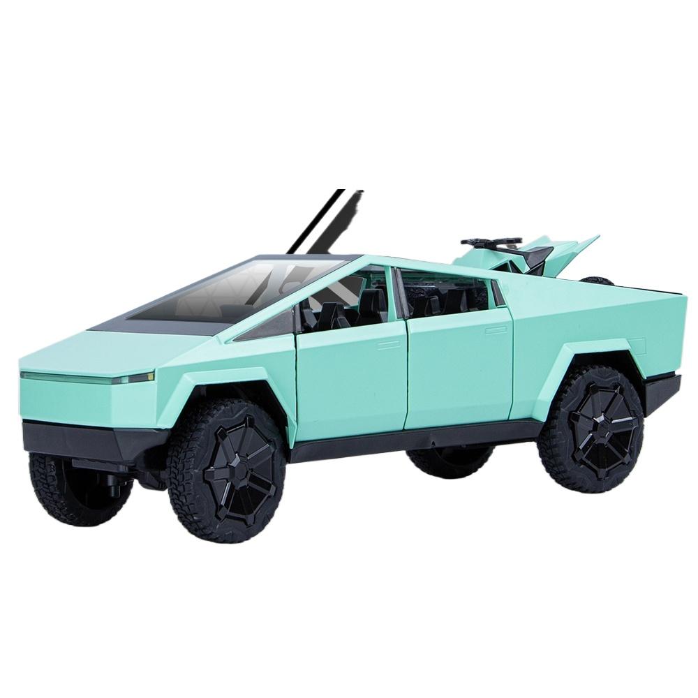 1/24 Tesla Cybertruck Pickup Alloy Car Model Diecasts Metal Toy Off-road Vehicles Car Model Simulation Sound and Light Kids Toys Gift