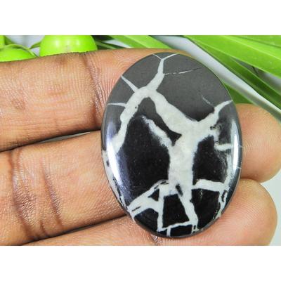 AAA Natural Septarian Jewelry Making Oval Black Crytsal Gemstone 28X38X05 MM SK-870