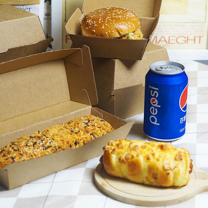 Reinforced Kraft Paper Hamburger & Hot Dog Box - High-Temperature Resistant Takeaway Bento Lunch Box