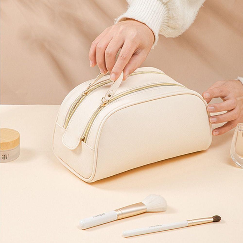 

Double Zipper Lager Capacity Fashion Travel Toiletry Bag Makeup Case Storage Bag Women Cosmetic Bag зелёный