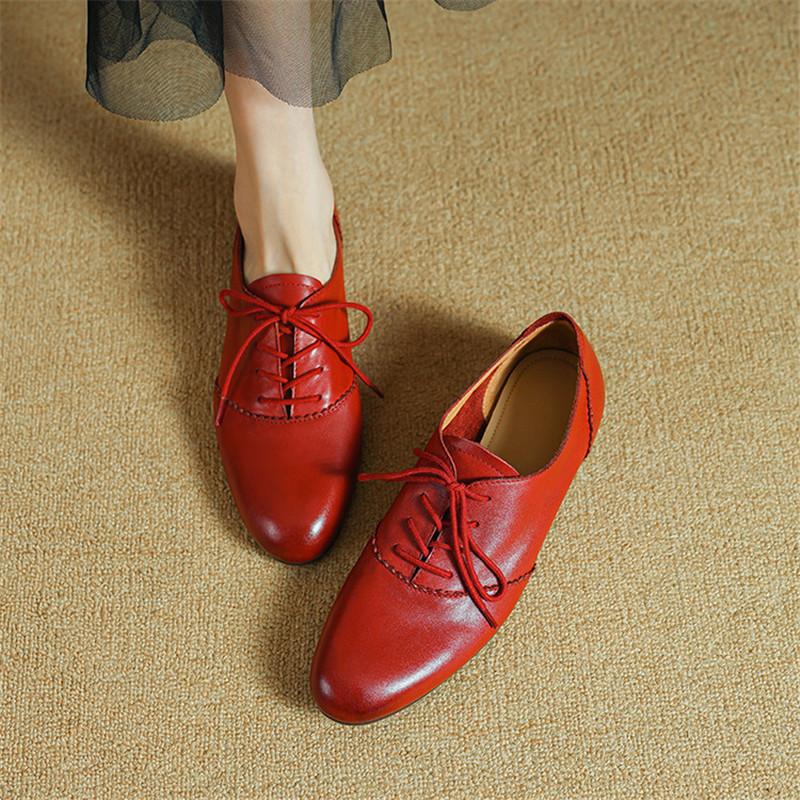 Fashion New Spring/autumn Genuine Leather Women Shoes Round Toe Shoes for Women Fashion Loafers Shoes Low Heels Handmade Women Pumps