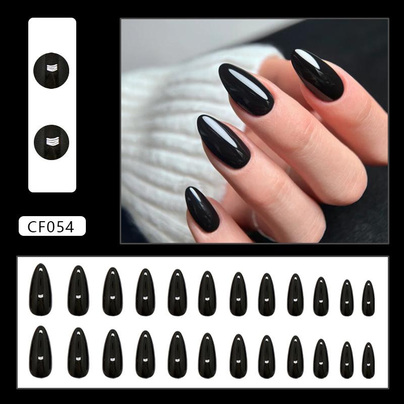 

Крутые и крутые Phantom Dark Cold Wind Средние Длинные Миндалевидные Ногти Съемные Накладные Ногти 24 Штуки