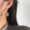 Personality Earrings Retro Silver Plated Earrings Sun Moon Pattern Dangle Earrings  Women