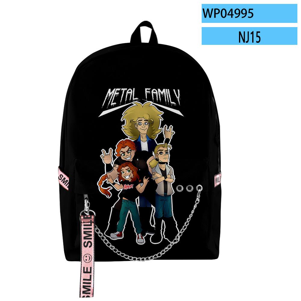 Sac à dos scolaire unisexe en métal cool et original, impression 3D famille anime, Oxford imperméable, sac à dos multifonction pour ordinateur portable, voyage