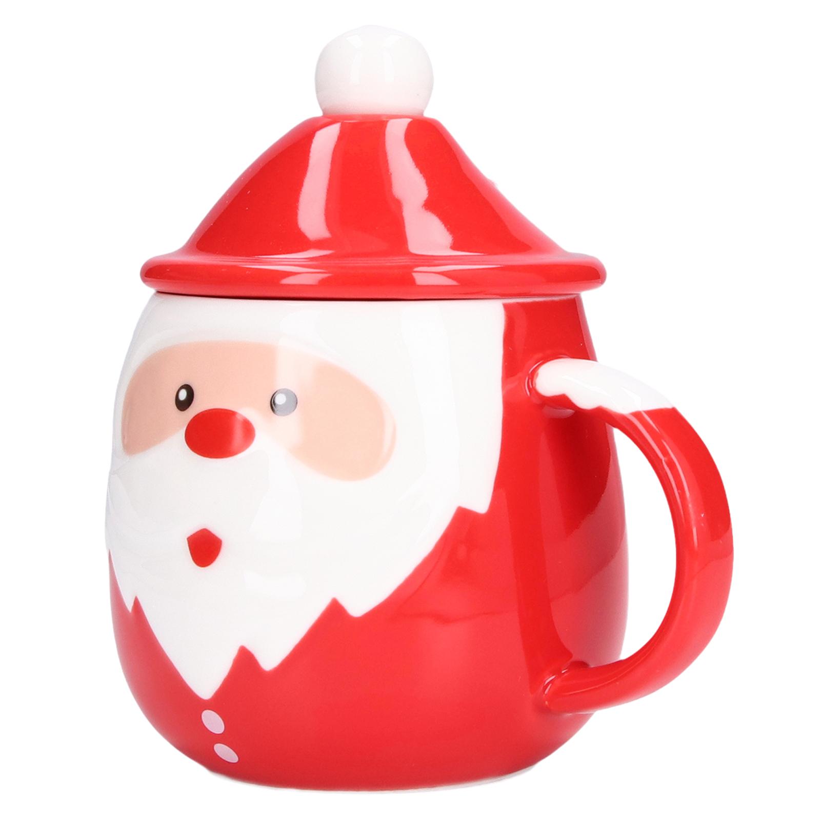 

450ml Christmas Cup Large Capacity Ceramic Tea Milk Cup Coffee Mug with Lid Spoon for HomeType D L