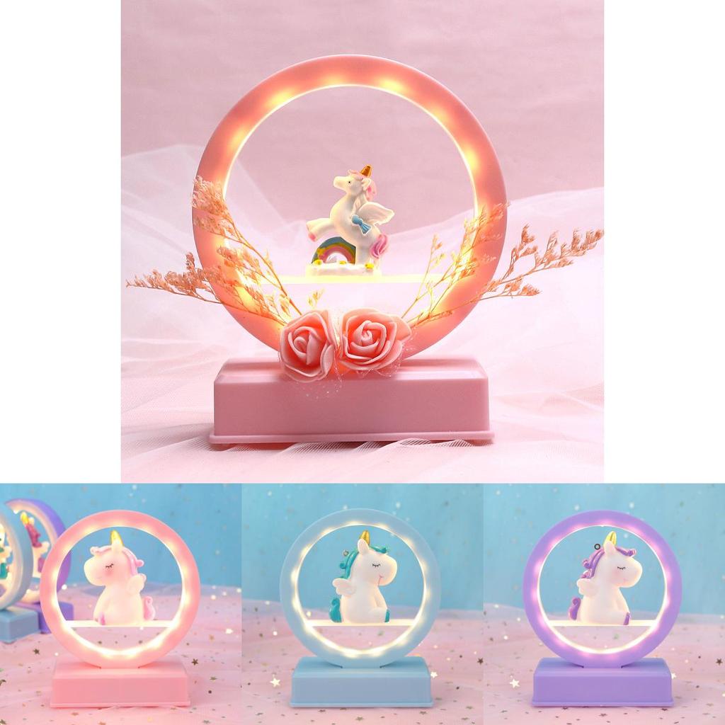 Cute Cartoon Unicorn Led Night Light Music Box Desktop Decor Ornament For Romantic Gift And Home Decor