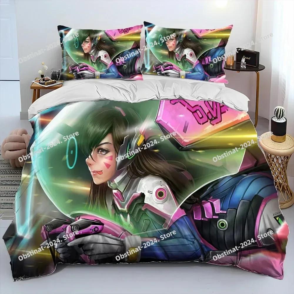 OW Overwatch Gioco Gamer DVA Set Biancheria da Letto Stampato Set Letto Con Federa Copripiumino Morbido Singolo Matrimoniale Queen Super King Size