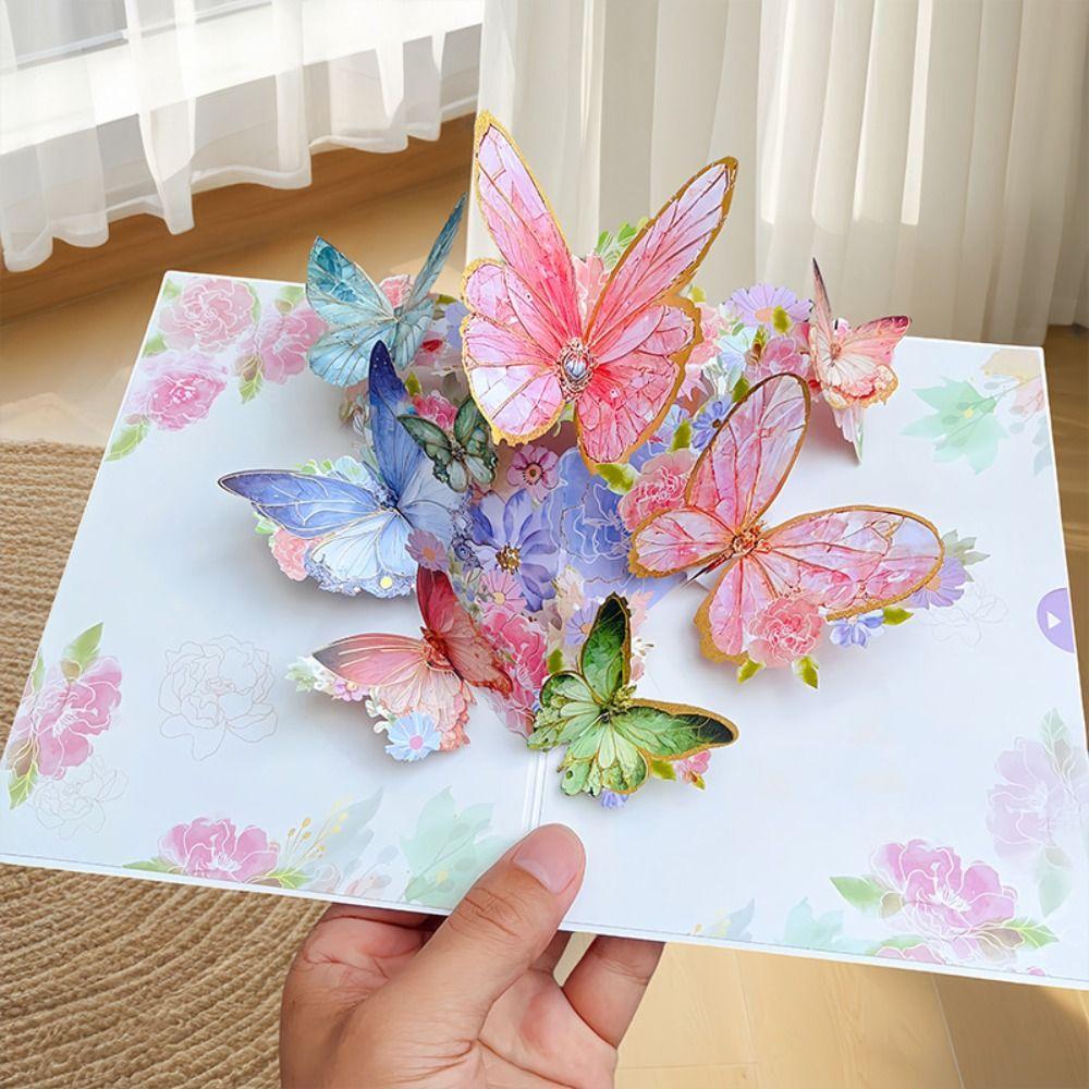 Handmade Teachers Day Cards Colorful Gratitude Card 3D Butterfly Greeting Card Teacher's Day