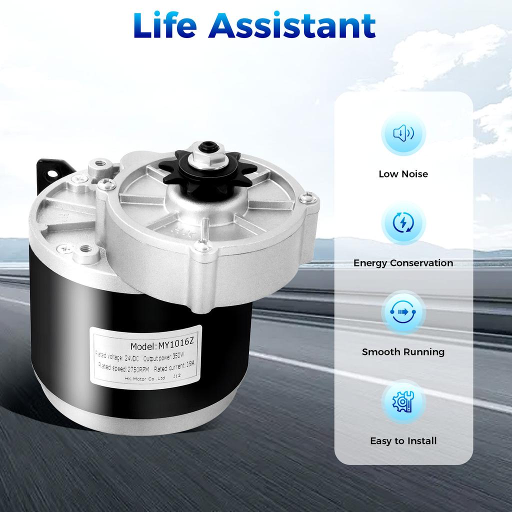 High Torque 24V 350W Electric Vehicle Geared Motor, 300 RPM, Copper Coil, Iron Housing, Durable for E-Bike & Scooter Upgrades