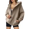 2024 Oversized Women's Zip-Up Hoodie with Pockets – European & American Casual Autumn Sweatshirt