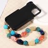 Faux Leather Colored Stone Cord Phone Case for IPhone16 15 14 13 12 11 Pro Max 7 8 Series with Mirror, Card Slot, Stand Function