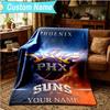 1PC Custom Name Blanket Suns Basketball Artwork Flannel Blankets Patterns Throw Blanket All-Season Soft Gift for Couch, Bed, Camping, Birthday Gifts