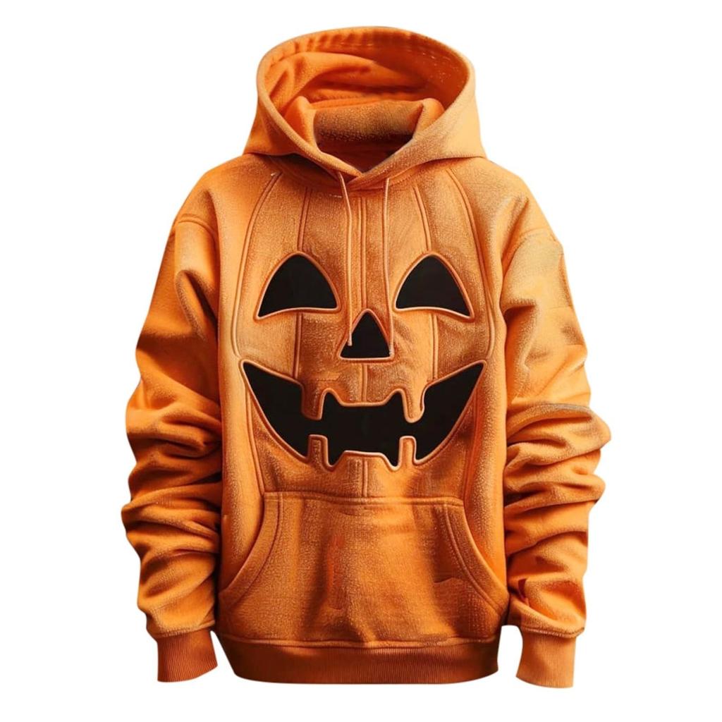 Men's Fashion Halloween Long Sleeve Hooded Plush Sweatshirt Top