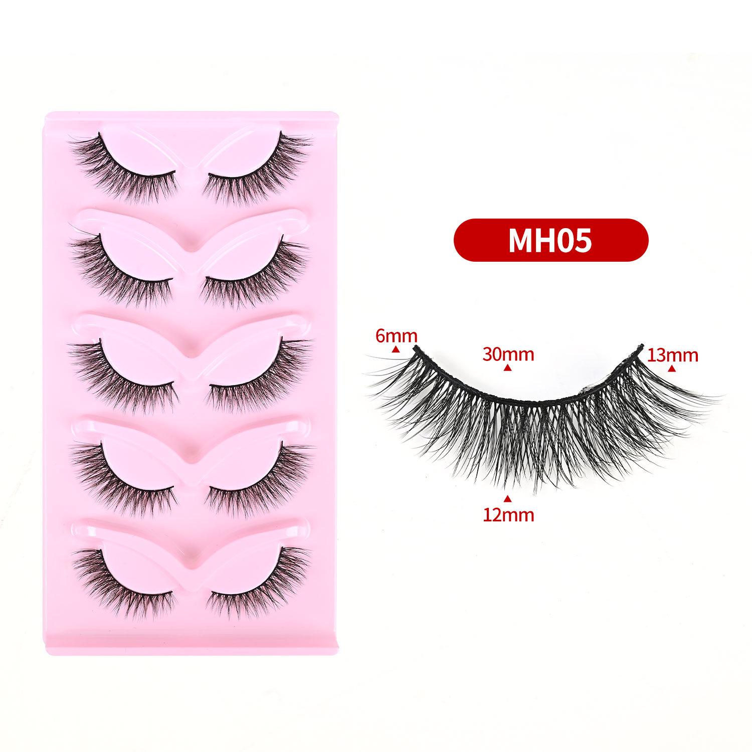 

New Cat-Eye Fox-Eye False Eyelashes - 5 Pairs of Natural, Thick, Elongated Style in Stock
